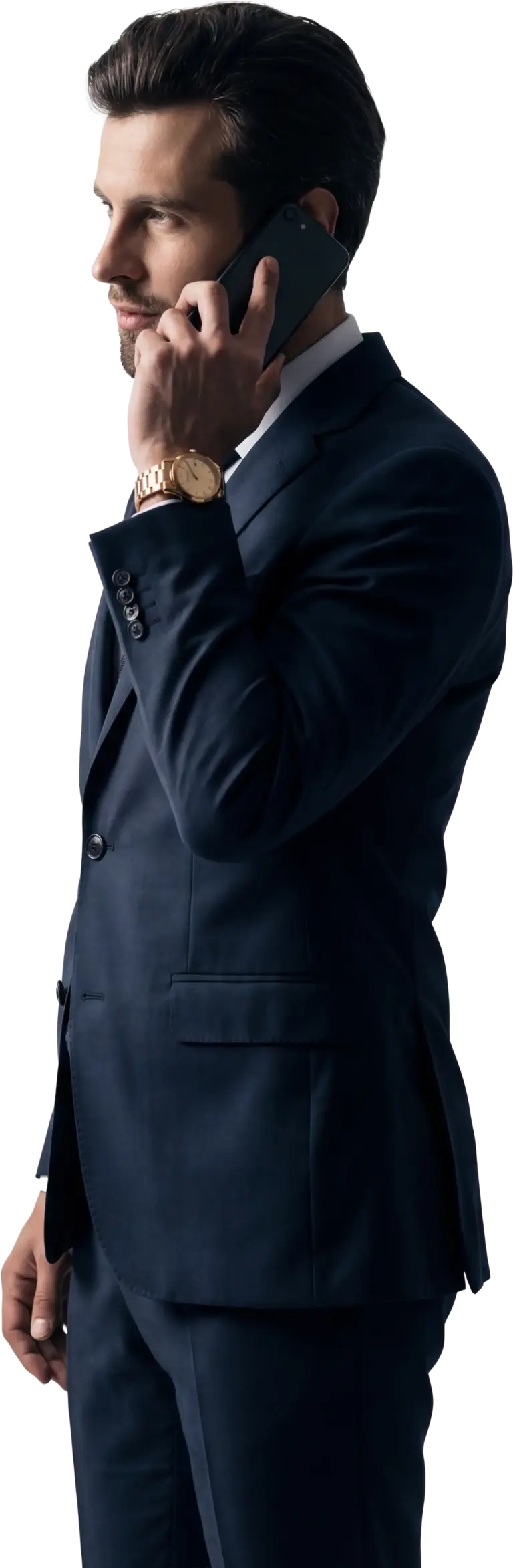 Muž v obleku s telefonem